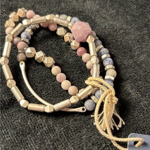 Universal Thread Silver and Pink Multi-Beaded Bracelet Set